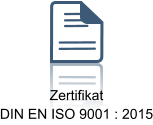 Zertifikat  DIN EN ISO 9001 : 2015